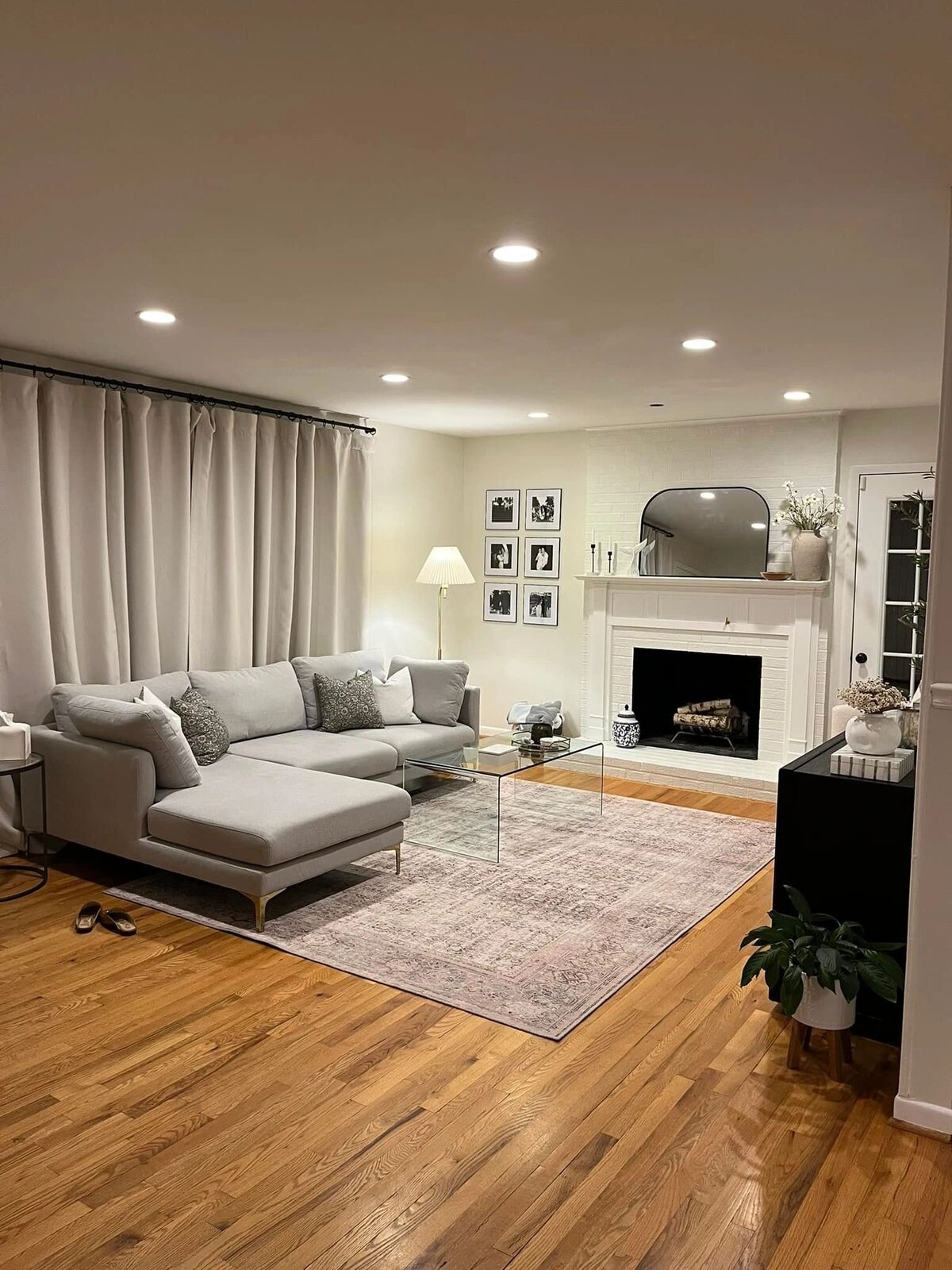 Living room with a clean recessed-lighting layout